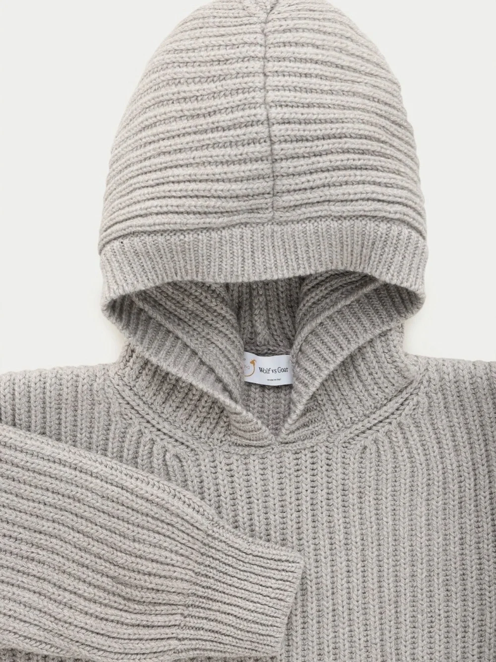 Wolf vs Goat Wool Chunky Pullover Hoodie Sweater Grey